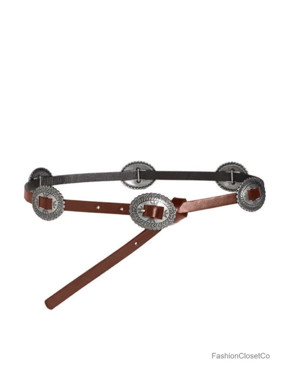 Western Concho Belt Faux Leather Skinny Belt Cowgirl Country Style